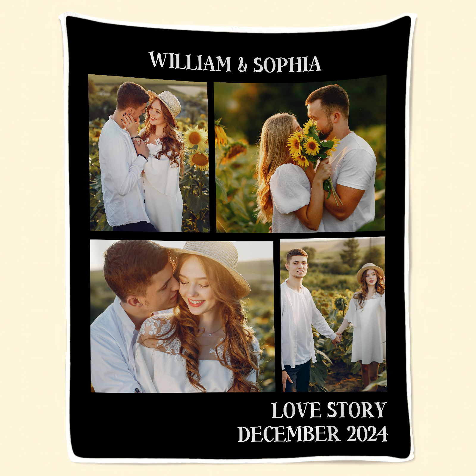 Couple Photo Blanket with Name - Personalized Gift For Girlfriend, Boyfriend, Her/Him, Husband/Wife |  Birthday, Anniversary, Valentine