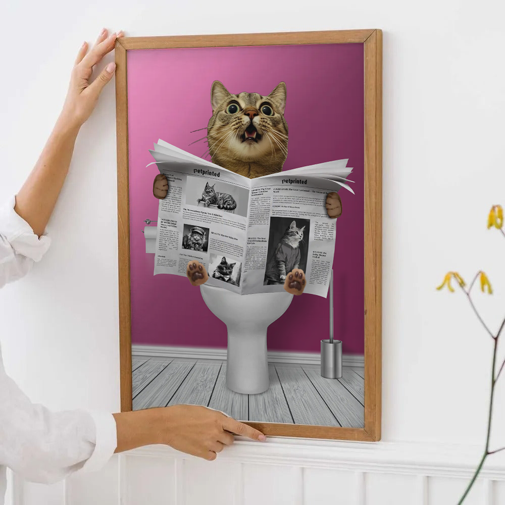 Personalized Custom Photo Important meeting Cat Lovers canvas print, framed in a bright living room
