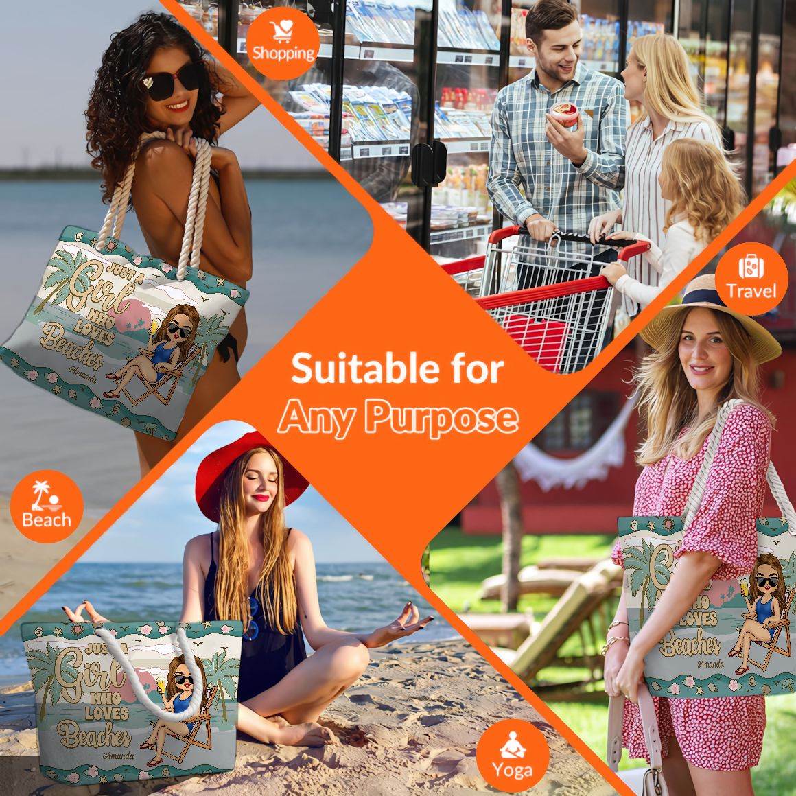 Just A Girl Who Loves Beaches - Personalized Beach Bag - Gift For Her, Traveling Lovers