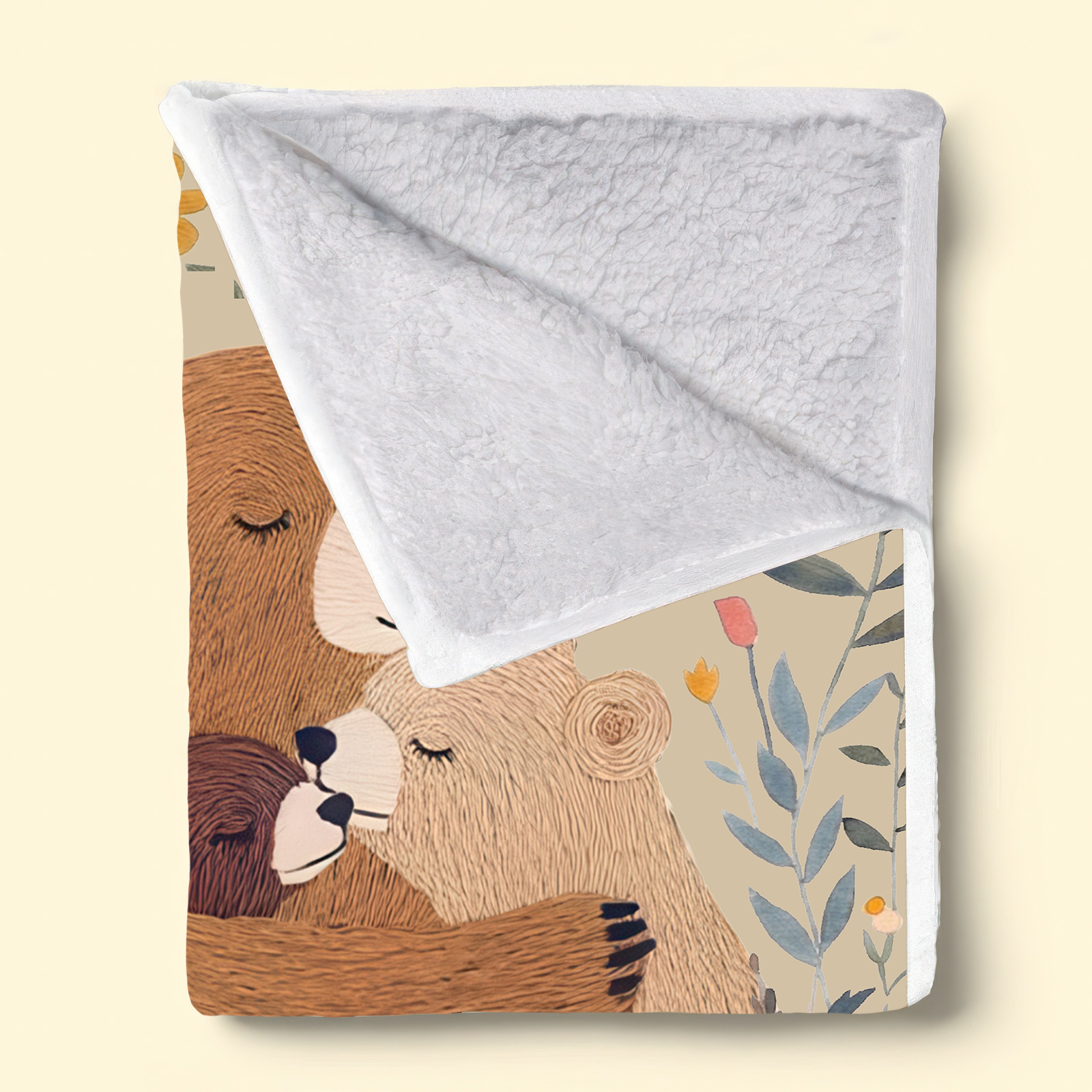 Mama Bear Flower - Personalized Custom Blanket - Mother's Day Gift Ideas For Mom, Grandma, Nana