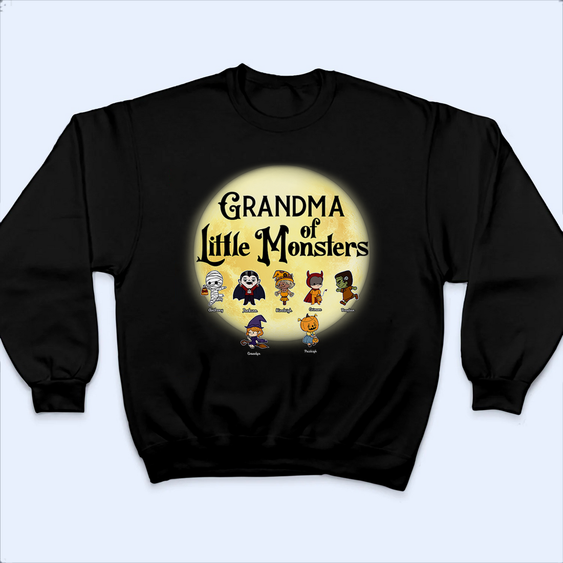 Grandma of Little Monsters - Personalized Custom T Shirt - Halloween Gift for Grandma/Nana/Mimi, Mom, Wife, Grandparent