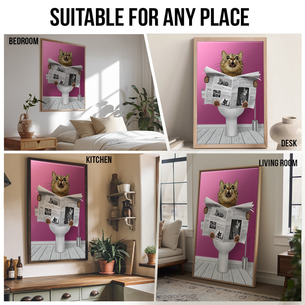 Personalized Custom Photo Important meeting Cat Lovers canvas print, size options shown on a sofa wall