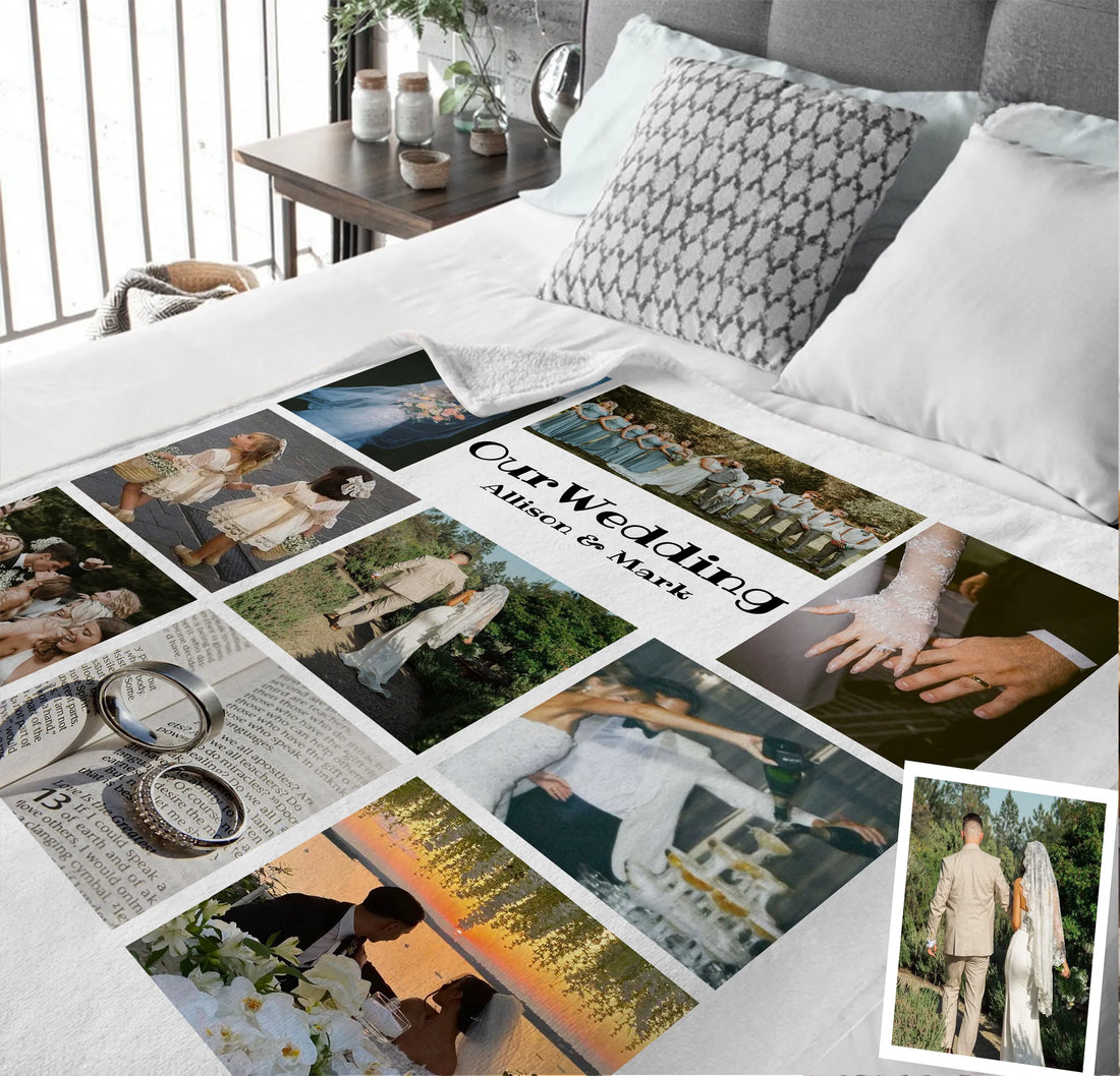 Custom Photo Blanket fleece blanket, sherpa reverse side folded back