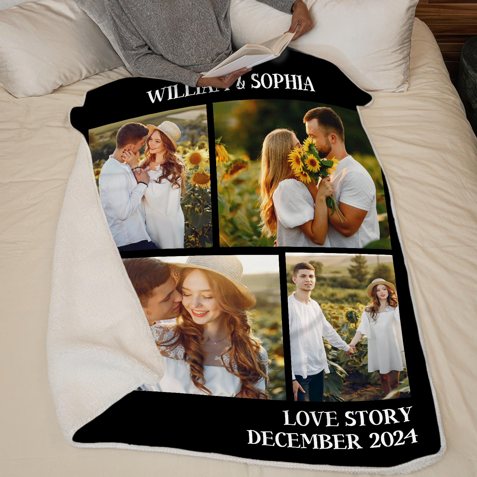 Couple Photo Blanket with Name - Personalized Gift For Girlfriend, Boyfriend, Her/Him, Husband/Wife | Birthday, Anniversary, Valentine 3