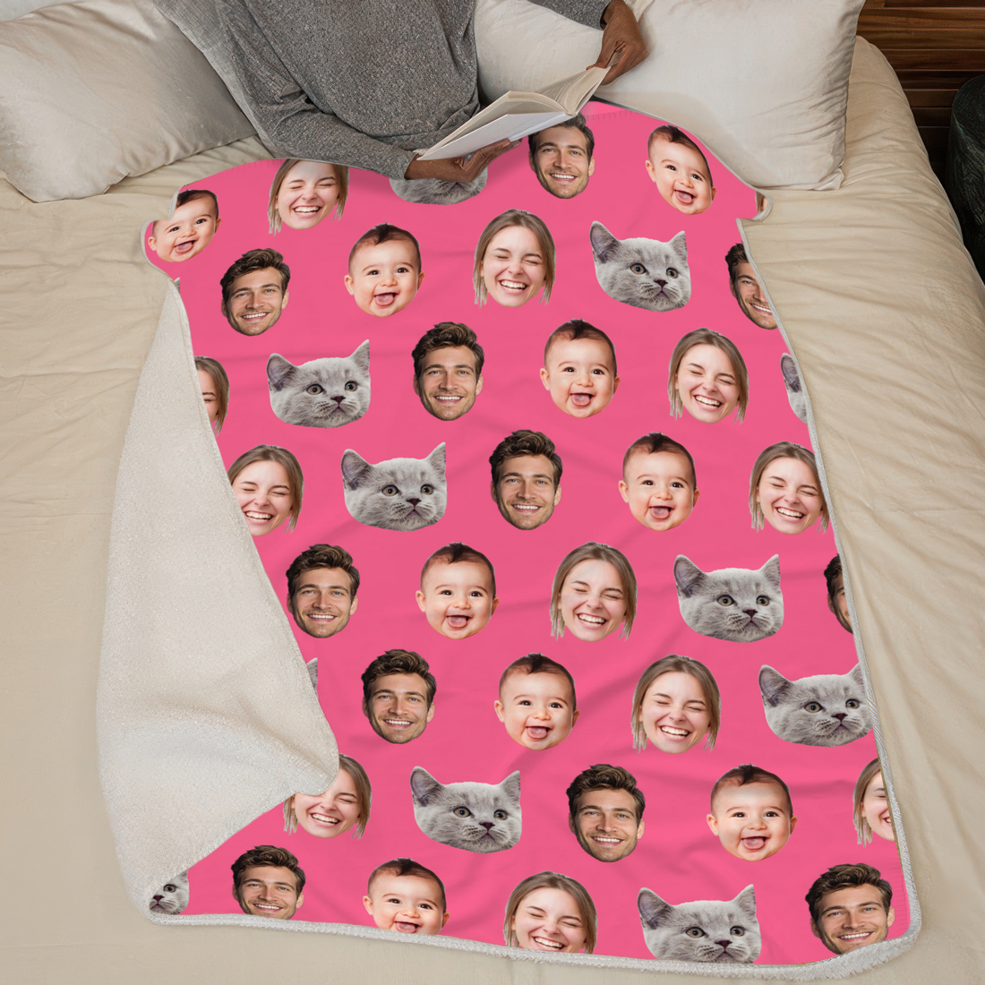 Custom Photo Family Blanket fleece blanket, size guide chart
