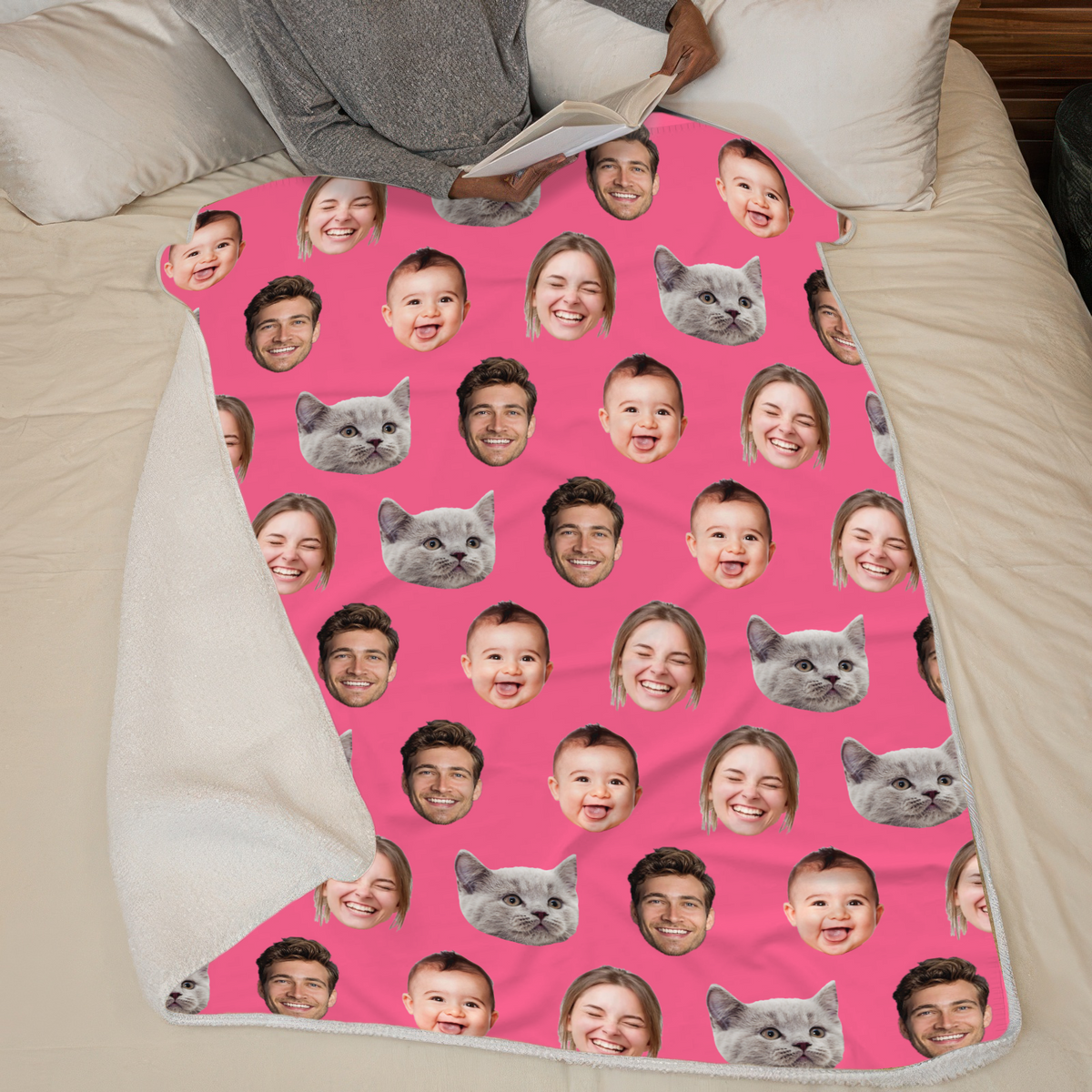 Custom Photo Family Blanket - Personalized Custom Blanket - Gift For Family Members, Mom, Dad