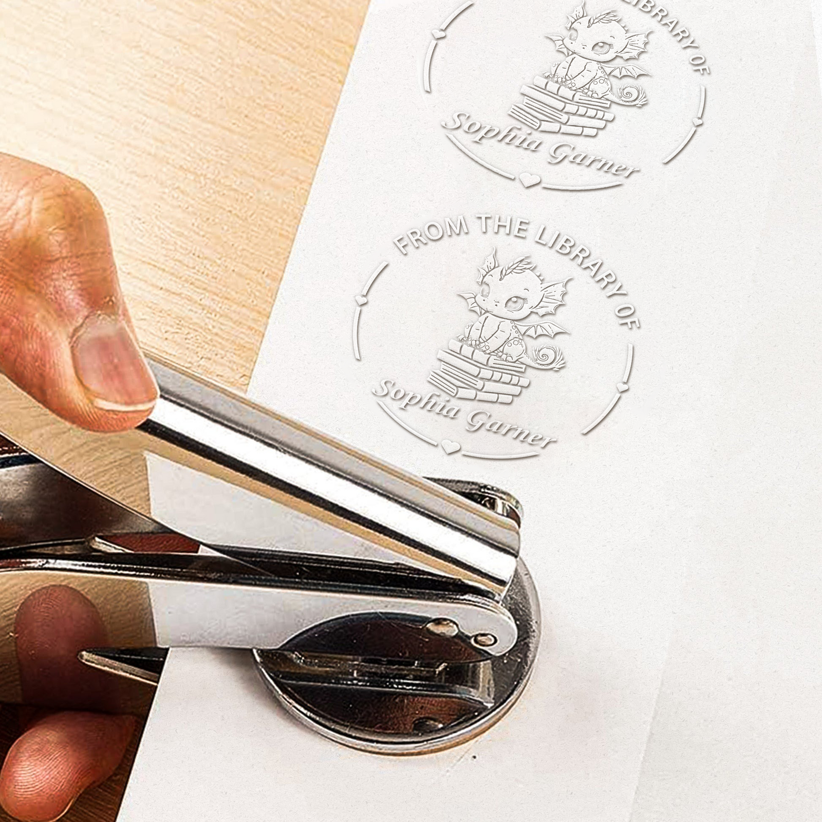 I'm Not A Bookworm I'm A Book Dragon - Personalized Book Embosser Stamp - Gift For Book Lovers, Librarian, Book Club