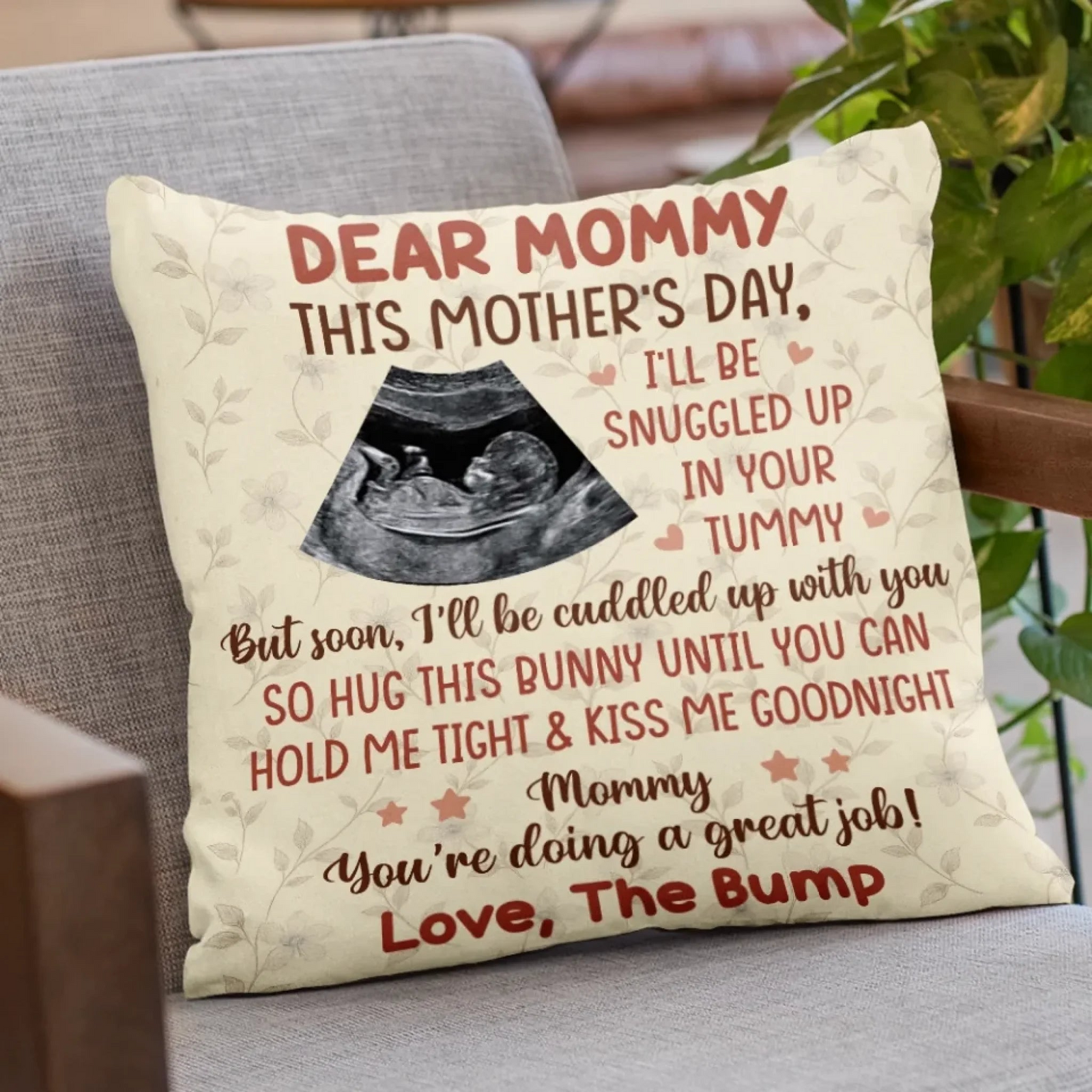 Custom Photo Growing In Love Day By Day - Personalized Custom Pillow - Mother's Day, Baby Shower Gift, Gift For First Mom