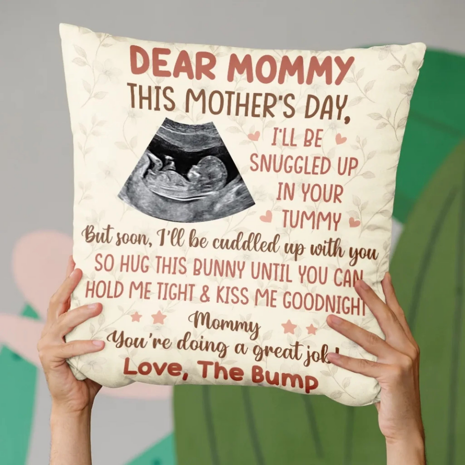 Custom Photo Growing In Love Day By Day - Personalized Custom Pillow - Mother's Day, Baby Shower Gift, Gift For First Mom