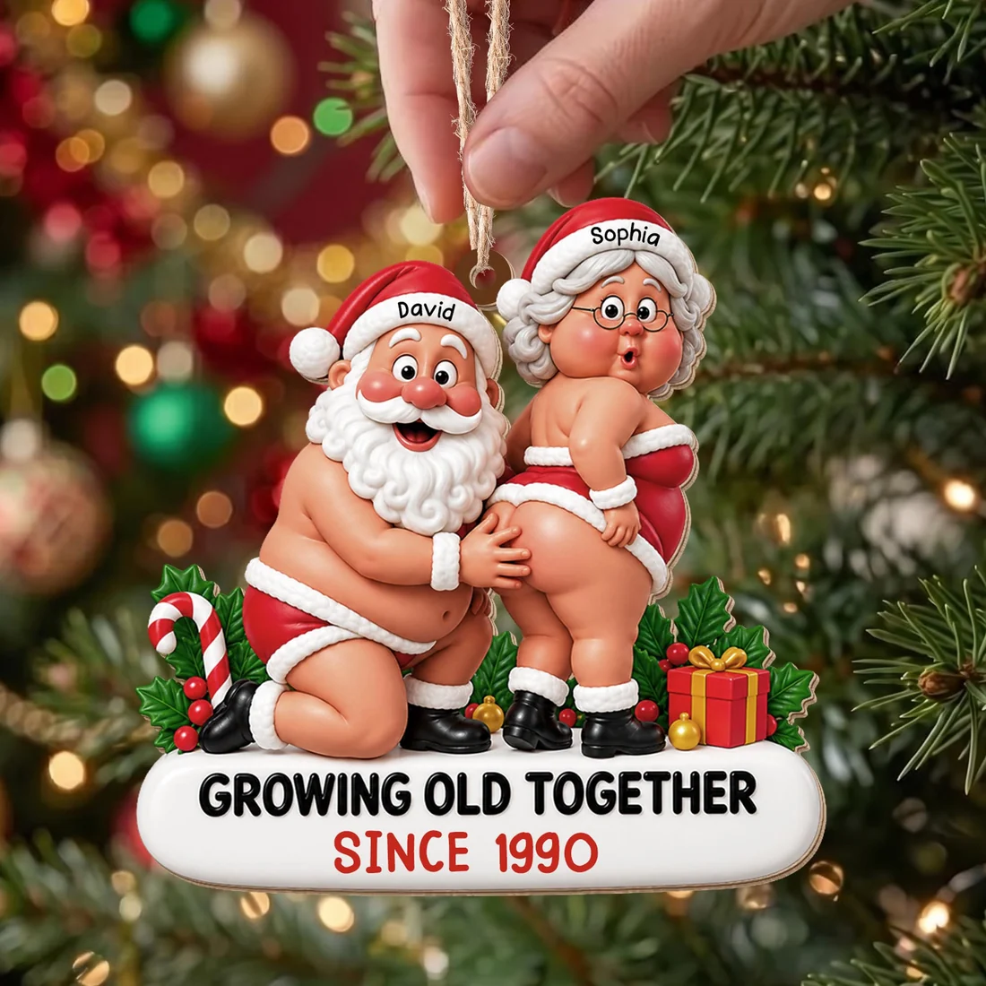 Couple Growing Old Together - Personalized Wood Ornament - Christmas Gift For Her/Him, Husband/Wife, Couple On Anniversary