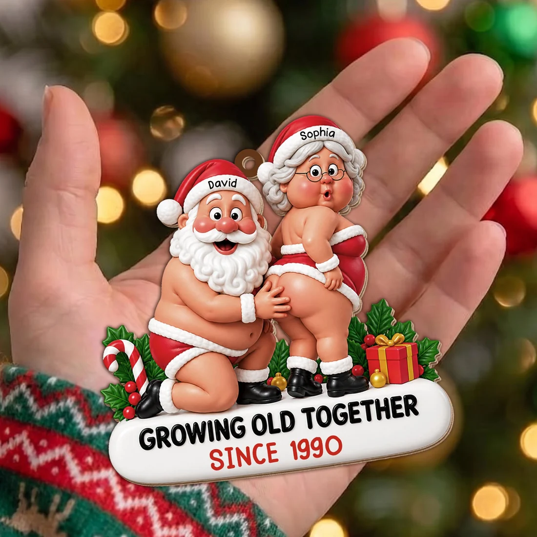 Couple Growing Old Together - Personalized Wood Ornament - Christmas Gift For Her/Him, Husband/Wife, Couple On Anniversary