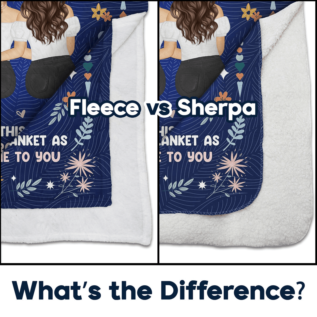 Personalized Sister or Bestie's Personalized Hug Blanket fleece blanket, held up in a bright room