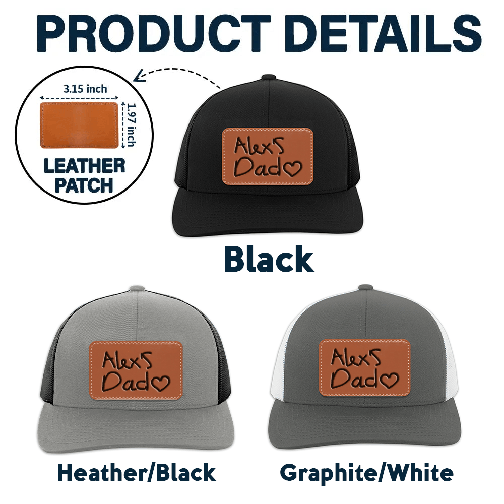Custom Kids Handwriting Trucker Hat leather patch hat, alternate view 4
