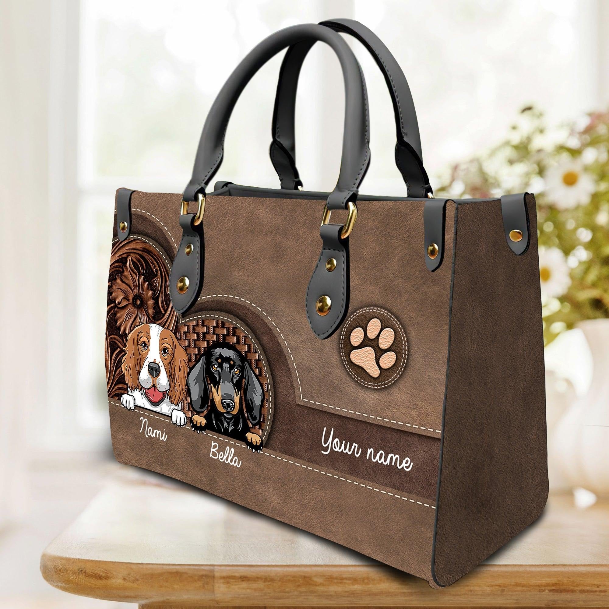 Dog Personalized Leather Handbag, Personalized Gift for Dog Lovers, Dog Dad, Dog Mom 4