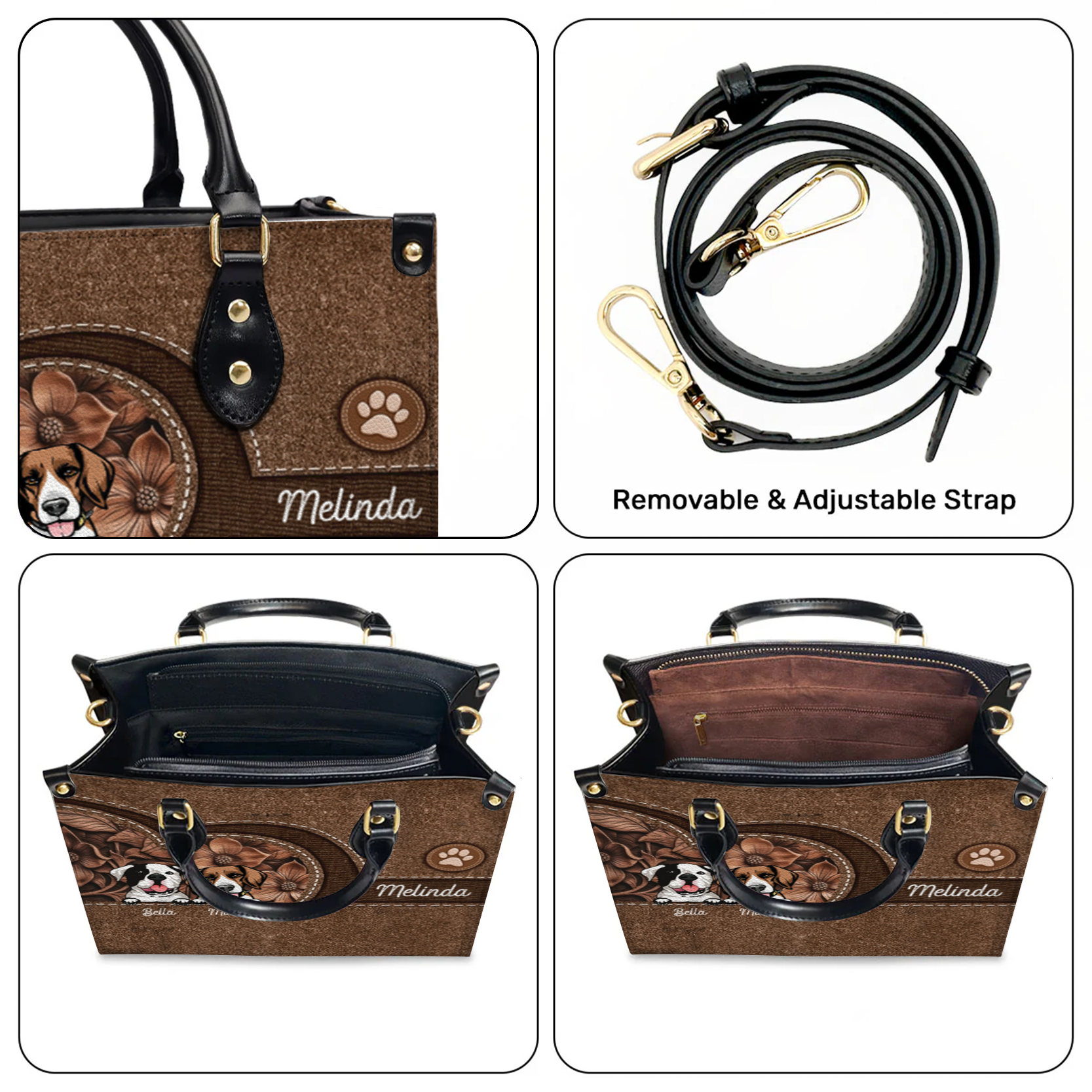 Dog Personalized Leather Handbag, Personalized Gift for Dog Lovers, Dog Dad, Dog Mom 3