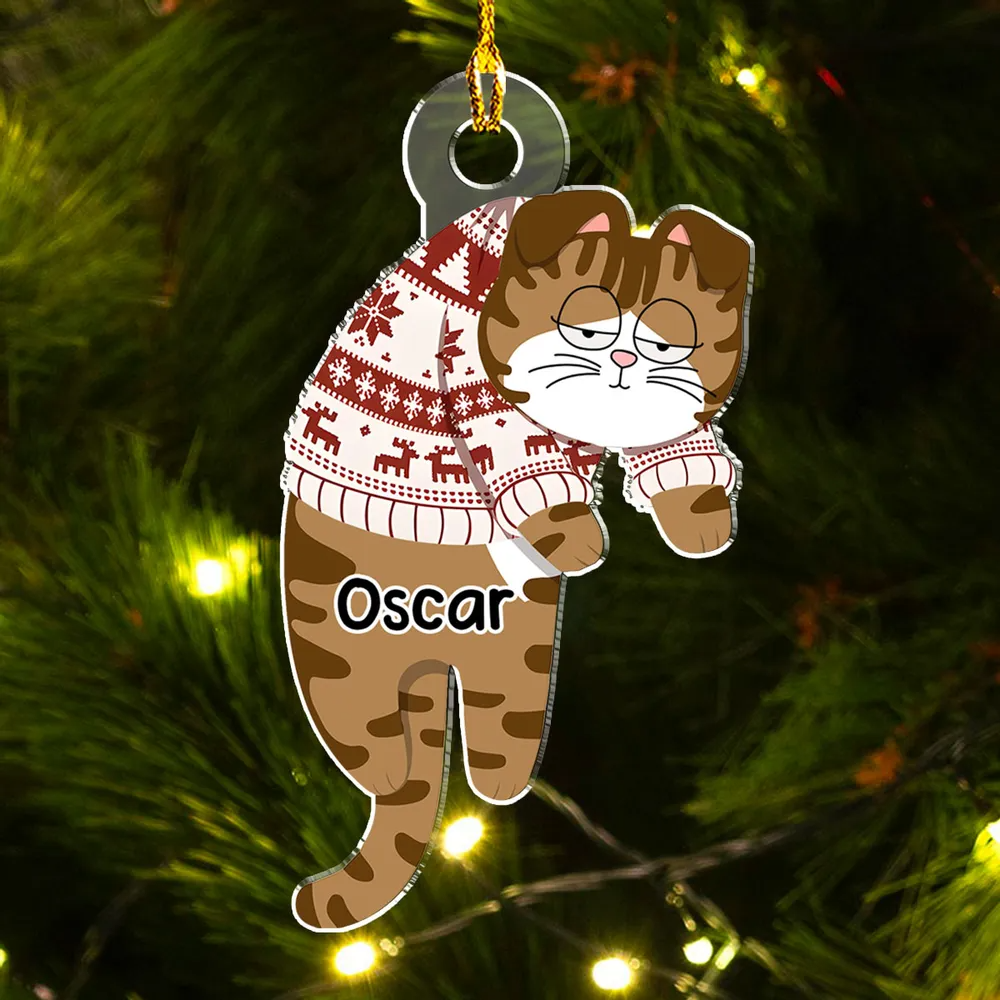 Hanging Cats - Custom Shaped Acrylic Ornament - Christmas Gift for Cat Lovers, Pet Lovers, Cat Mom, Cat Dad