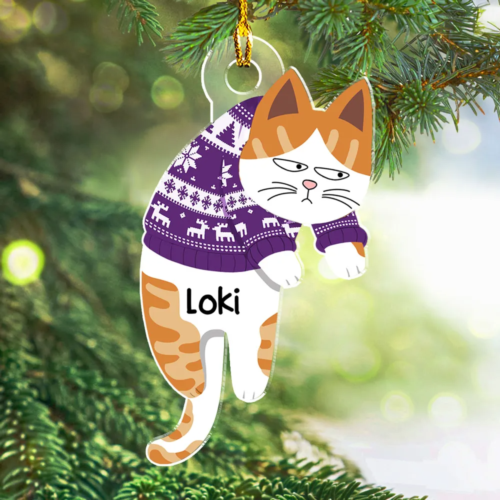 Hanging Cats personalized custom shaped acrylic ornament, alternate view 2