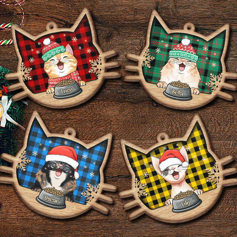 Happy Cat On Christmas Day - Personalized Wood Ornament - Christmas Gift for Cat Lovers, Cat Mom, Cat Dad