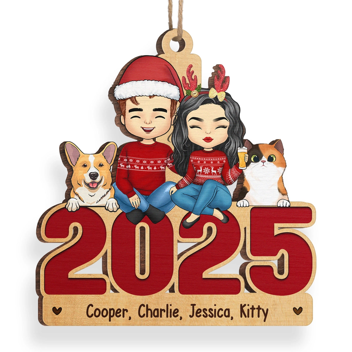 Happy Howlidays With All Our Love - Dog & Cat - Personalized Custom Shaped Ornament - Christmas Gift For Family, Pet Owners, Pet Lovers