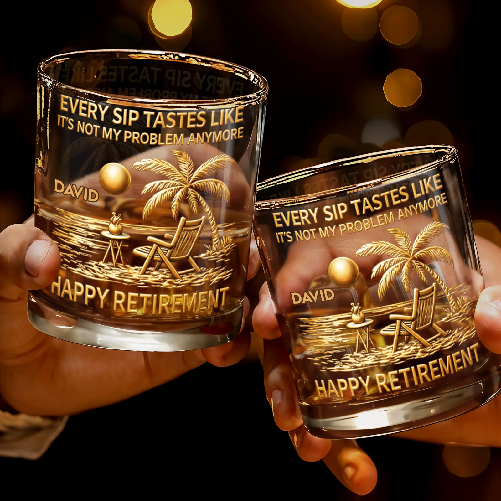 Every Sip Tastes Like Happy Retirement - Personalized Custom Whiskey Glass - Retirement Gift For Colleagues, Mom, Dad, Grandparent