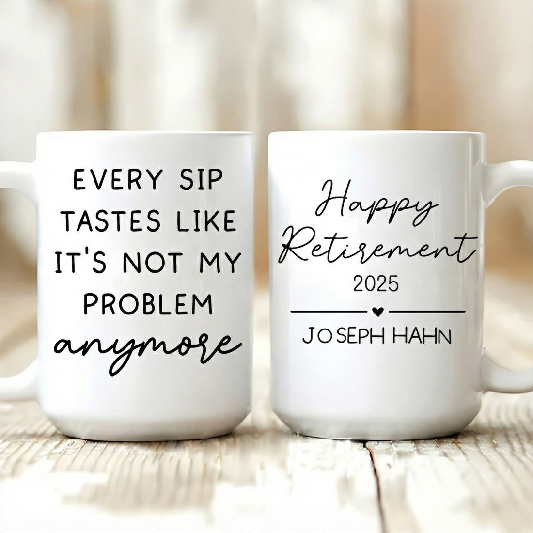 Funny Retirement Mug: "Not My Problem Anymore" Personalized Coffee Cup - Custom Farewell Gift for Coworkers, Boss, or Dad on Retirement