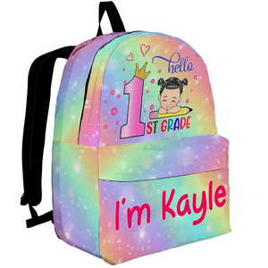 Hello School -  Personalized Kid Backpack - Custom Gift For Back To School, First Day of School - Student, Son, Daughter | Kindergarten, Pre-K, Preschool