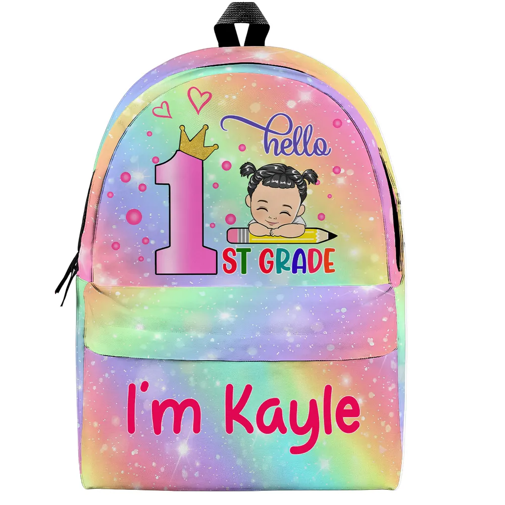 Hello School -  Personalized Kid Backpack - Custom Gift For Back To School, First Day of School - Student, Son, Daughter | Kindergarten, Pre-K, Preschool