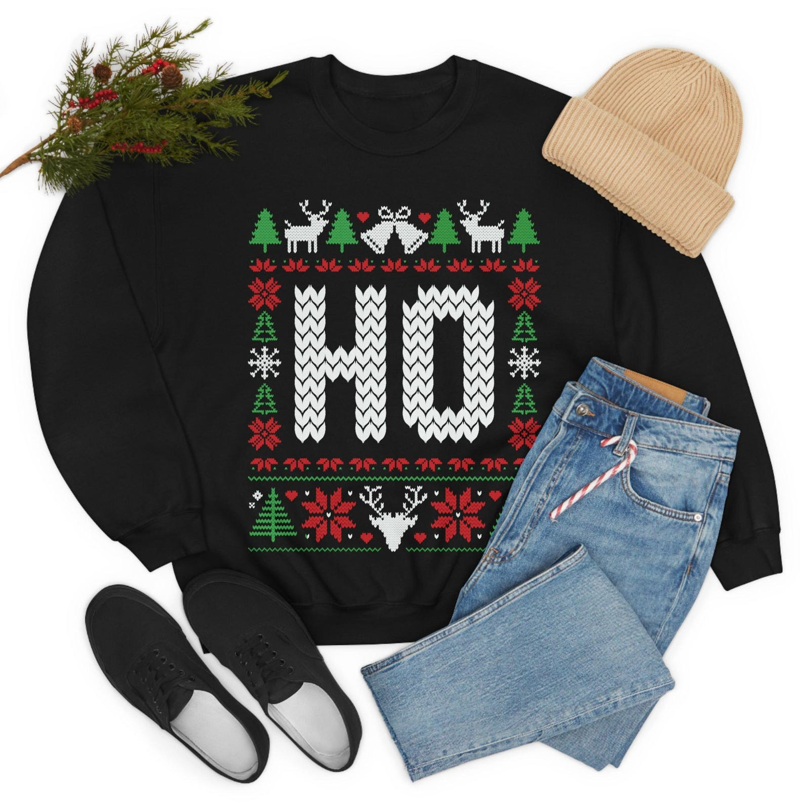 Ho Sweater Humorous Couples - Funny Couple Ugly Christmas Sweater - Gift For Couples, Wife, Husband