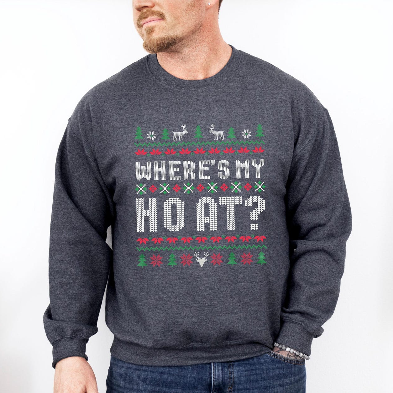 Ho Sweater Humorous Couples - Funny Couple Ugly Christmas Sweater - Gift For Couples, Wife, Husband