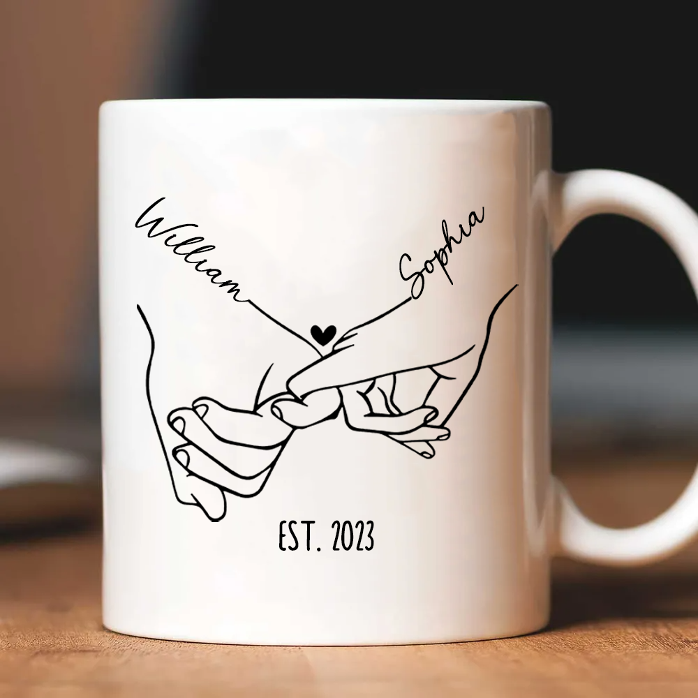Personalized Holding Hands Couple mug, alternate view 2