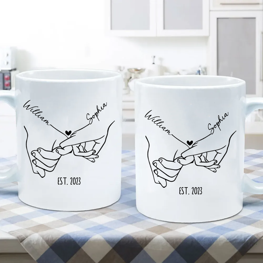 Personalized Holding Hands Couple mug, alternate view 4