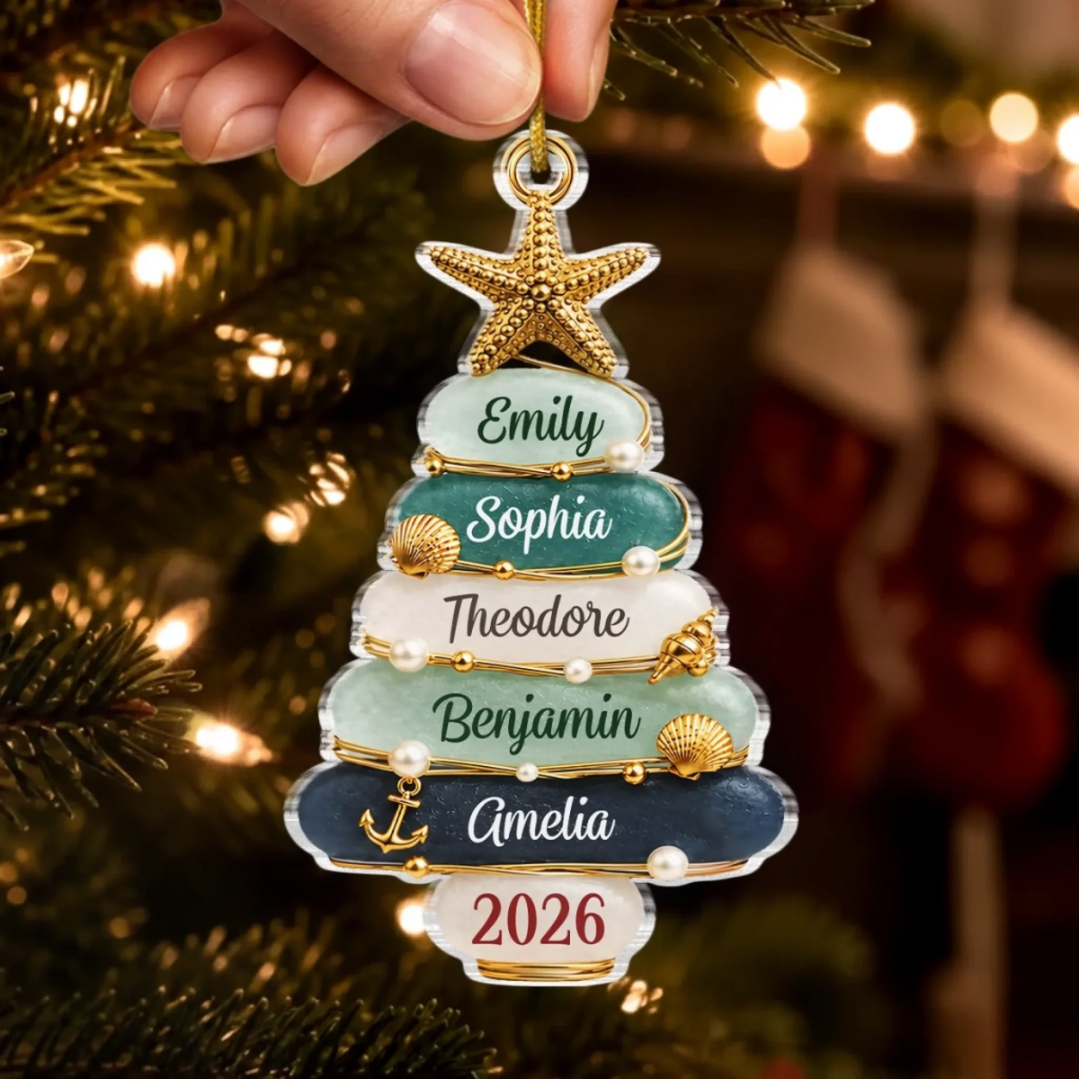 Holiday Cheer Starts With Family Christmas - Personalized Custom Shaped Acrylic Ornament - Christmas Gifts For Family, Mom, Dad, Brother, Sister