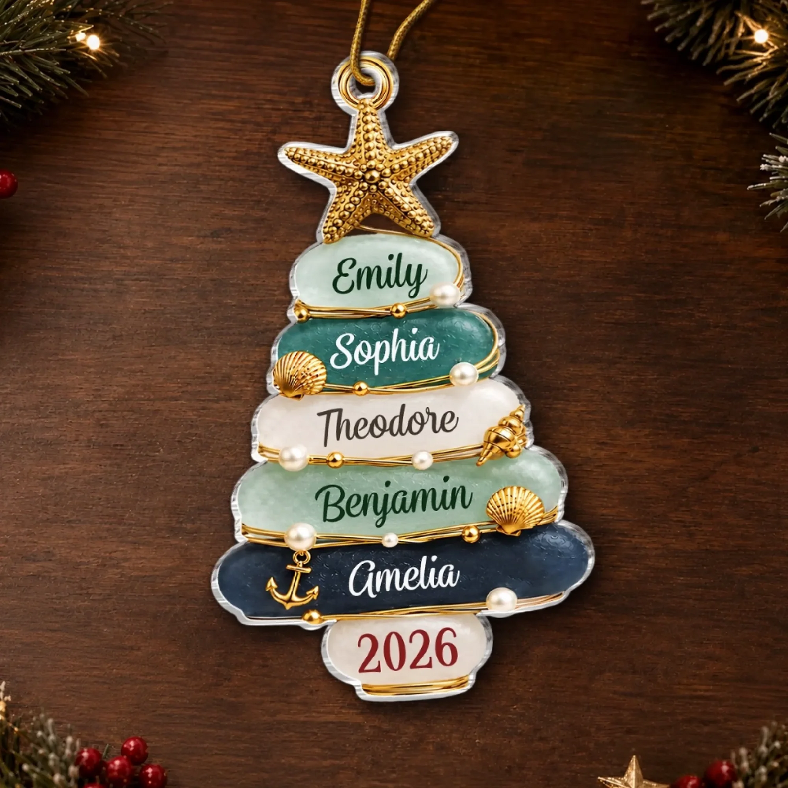 Holiday Cheer Starts With Family Christmas - Personalized Custom Shaped Acrylic Ornament - Christmas Gifts For Family, Mom, Dad, Brother, Sister