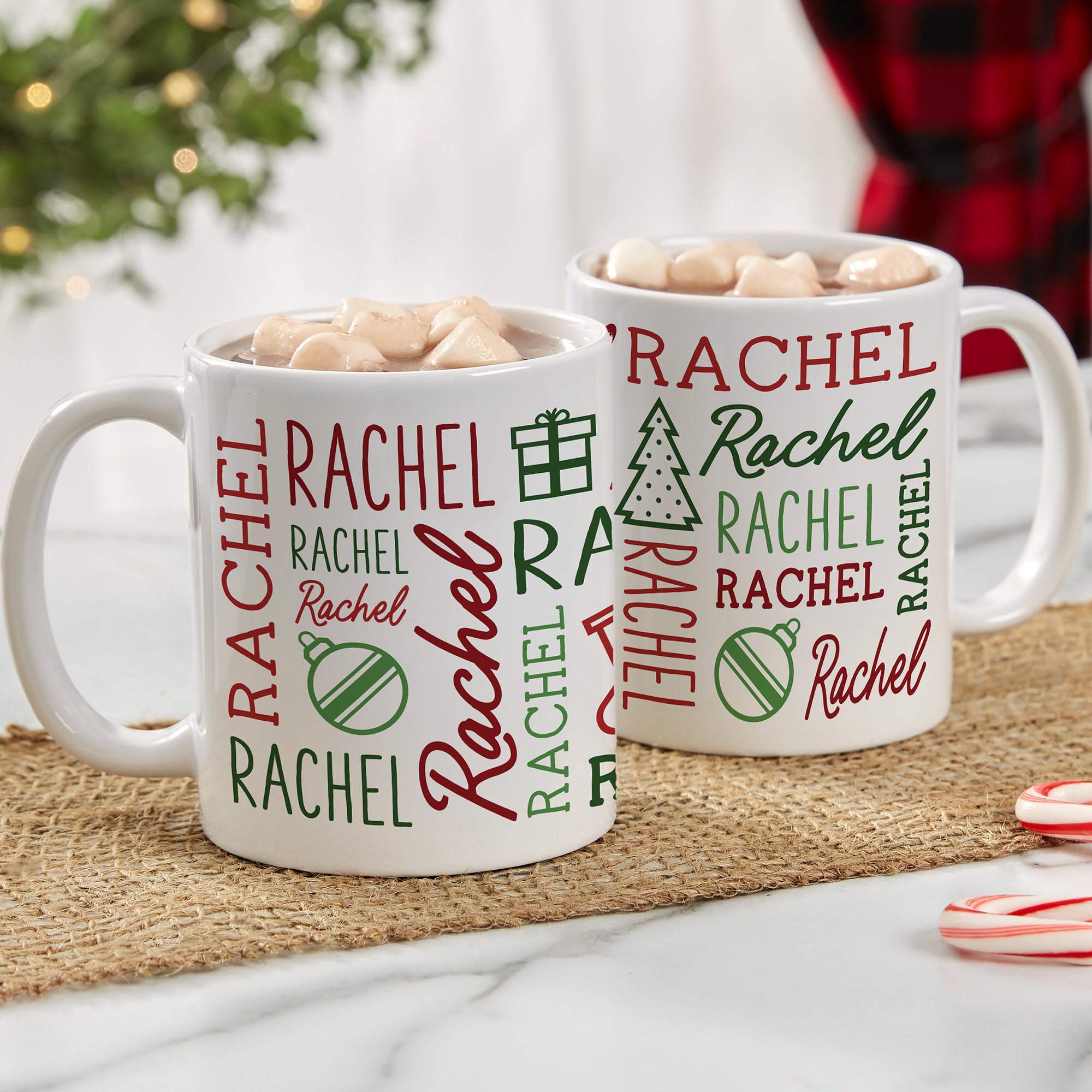 Holiday Repeating Name - Personalized Custom Mug - Christmas Gift For Family Members, Friends, Coworkers
