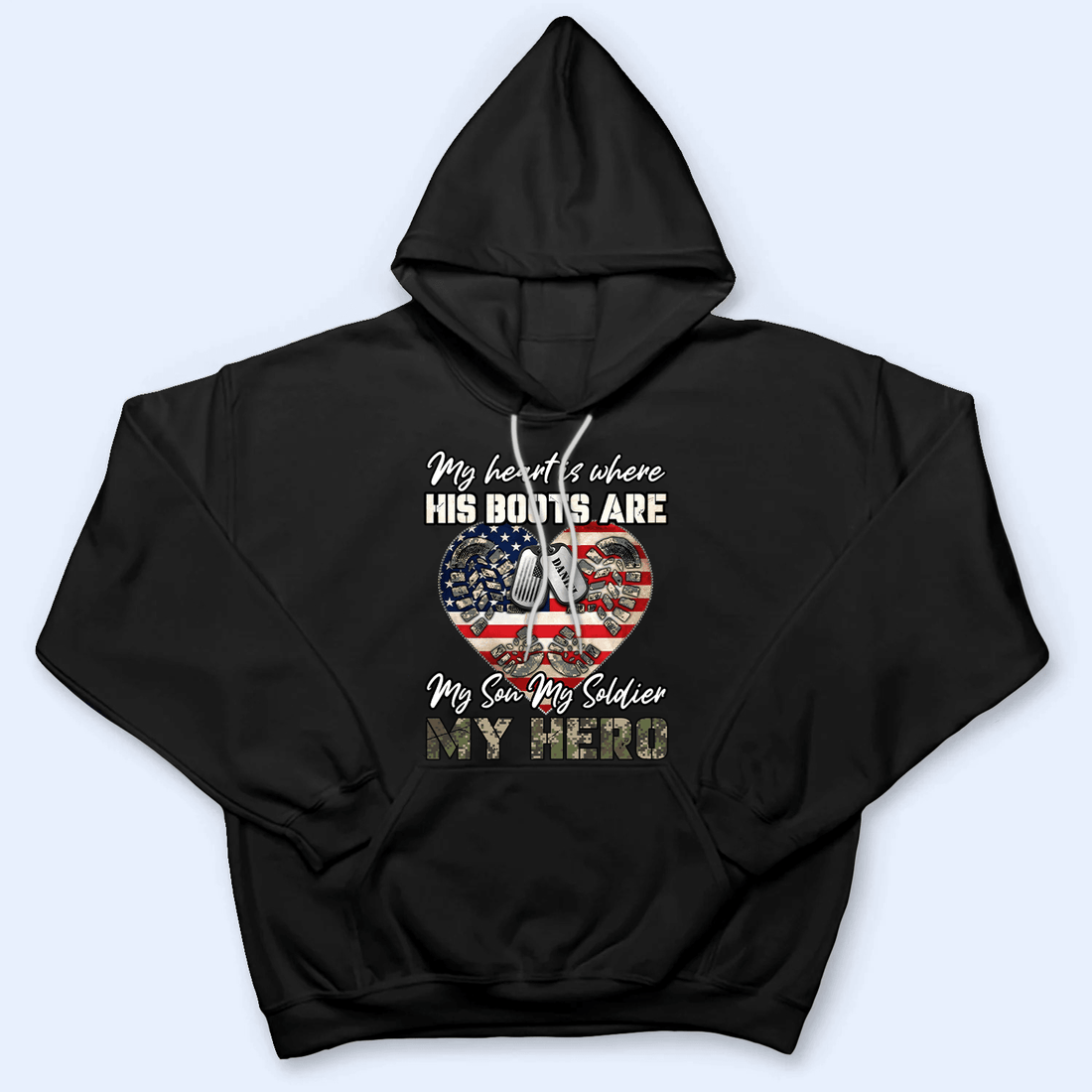 My Heart Is Where His Boots Are, My Son My Soldier My Hero personalized t-shirt, alternate view 5