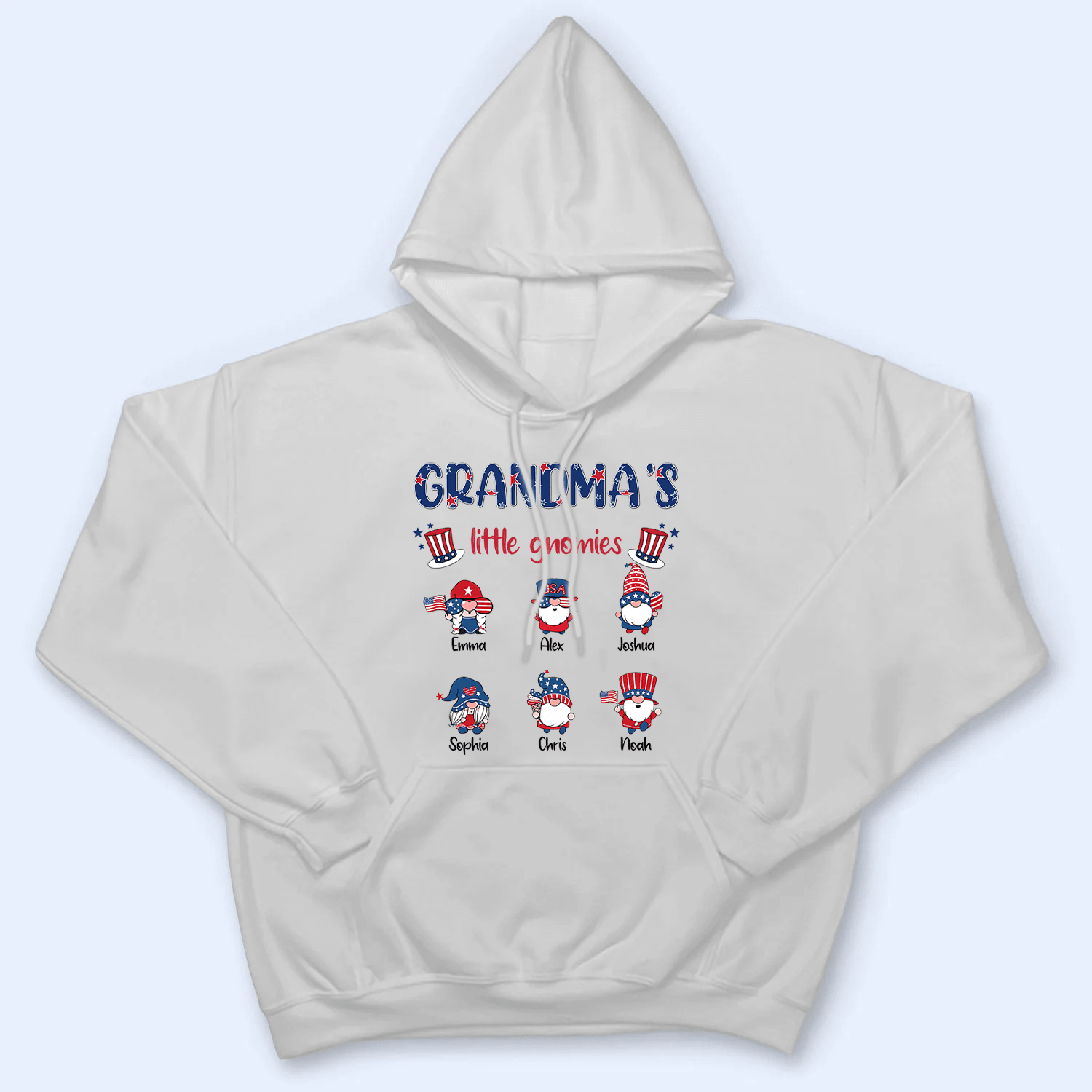 Grandma's Little Gnomies Happy Fourth 4th Of July - Personalized Custom Kids Names T Shirt - Independence Day, Birthday, Loving, Funny Gift for Patriotic Grandma/Nana/Mimi, Mom, Wife, Grandparent