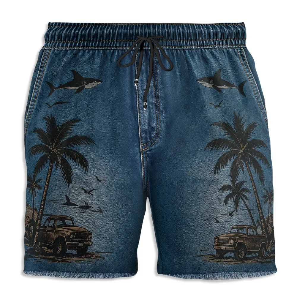 Hot Summer Ride - Personalized Unisex Beach Shorts - Summer Vacation Gift For Him, Husband, Father