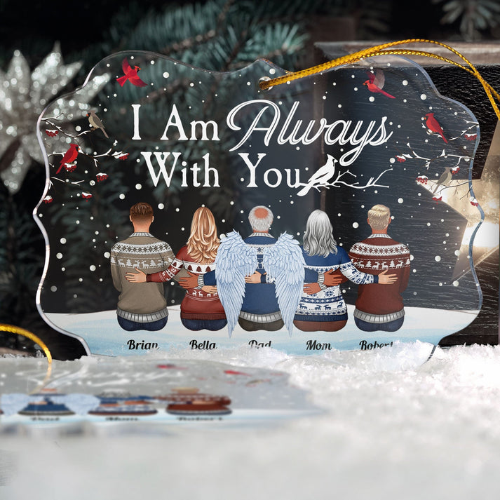 Personalized I Am Always With You Family Hugging medallion acrylic ornament, alternate view 2
