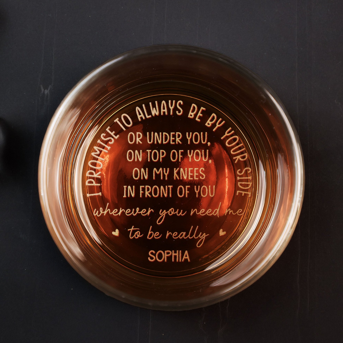 I Promise To Always Be By Your Side - Personalized Engraved Whiskey Glass - Gift For Him, Husband on Anniversary, Valentine&#39;s Day