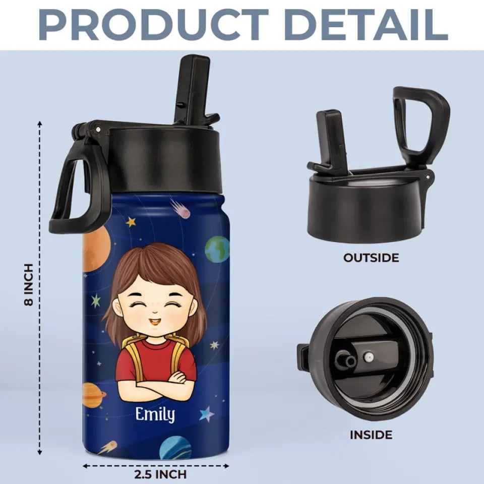 I Am Enough - Personalized Kids Stainless Steel Water Bottle - Custom Gift For Back To School, First Day of School - Student, Son, Daughter | Kindergarten, Pre-K, Preschool