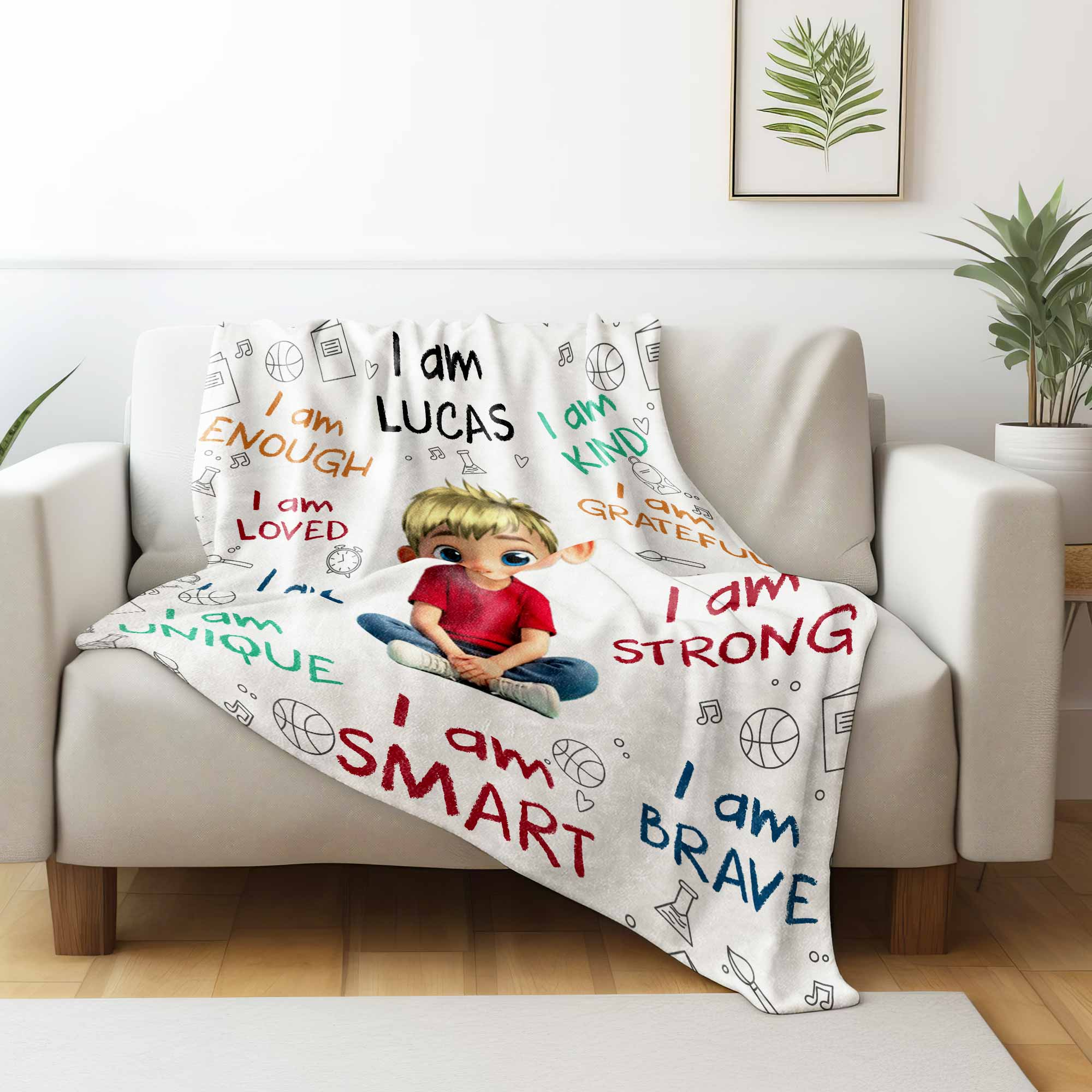 I Am Enough, Loved, Unique, Brave Kid - Personalized Custom Blanket - Gift For Grandson, Granddaughter, Son, Daughter 5