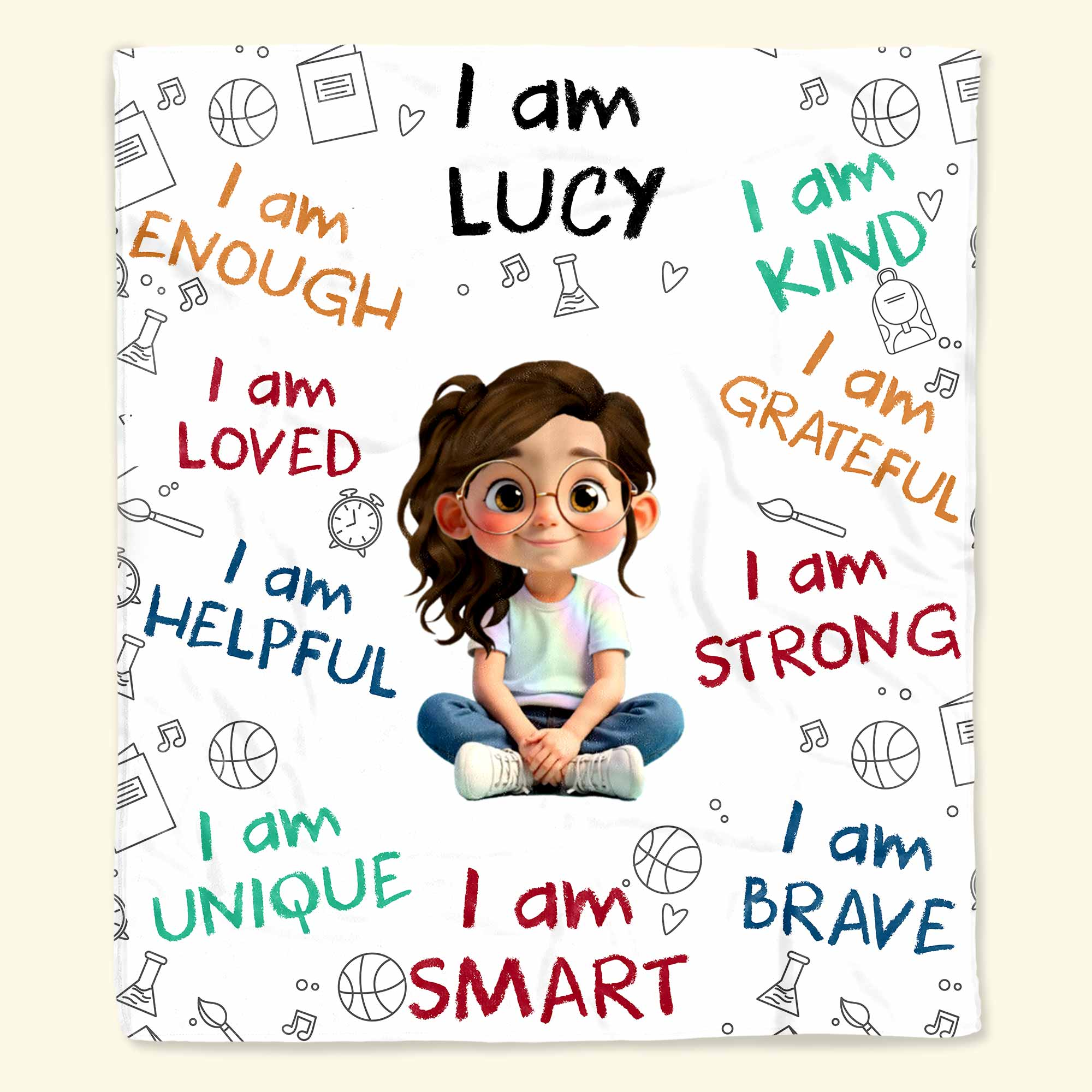 I Am Enough, Loved, Unique, Brave Kid - Personalized Custom Blanket - Gift For Grandson, Granddaughter, Son, Daughter 4