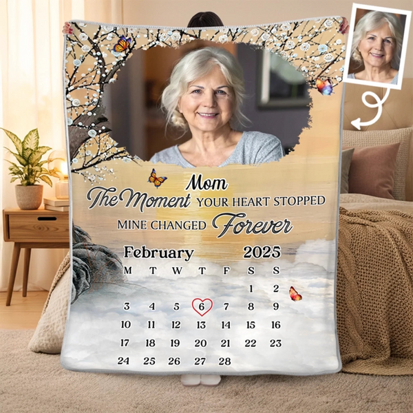Custom Photo I Carry You In My Heart - Human Memorial Personalized Custom Blanket - Memorial Sympathy Gifts For Loss Of Mom, Dad