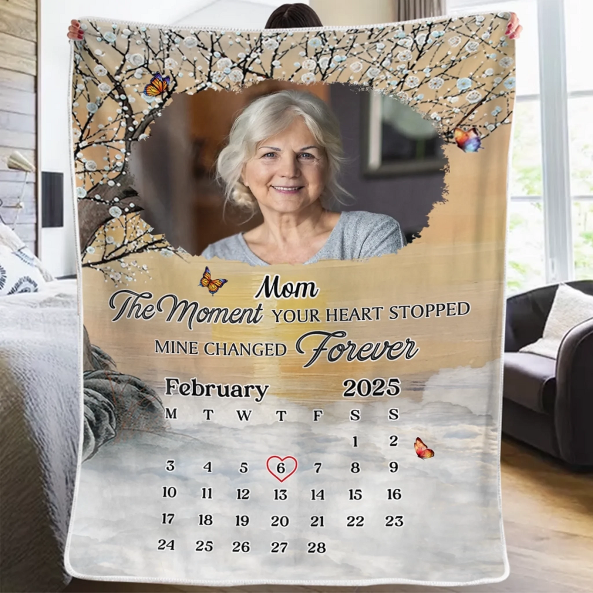 Custom Photo I Carry You In My Heart - Human Memorial Personalized Custom Blanket - Memorial Sympathy Gifts For Loss Of Mom, Dad