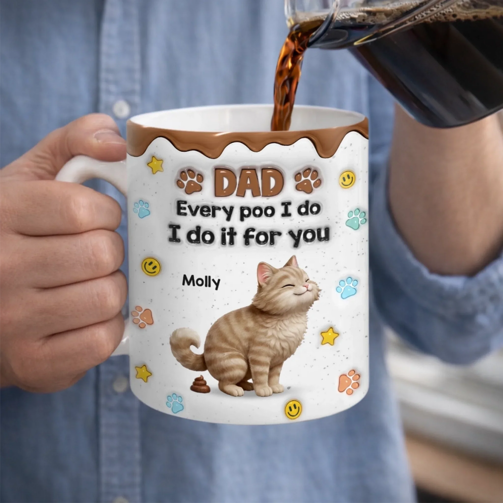 I Leave Little Gifts Just For You Dad - Personalized Custom 3D Inflated Effect Mug - Father's Day Gift For Cat Dad, Cat Lovers