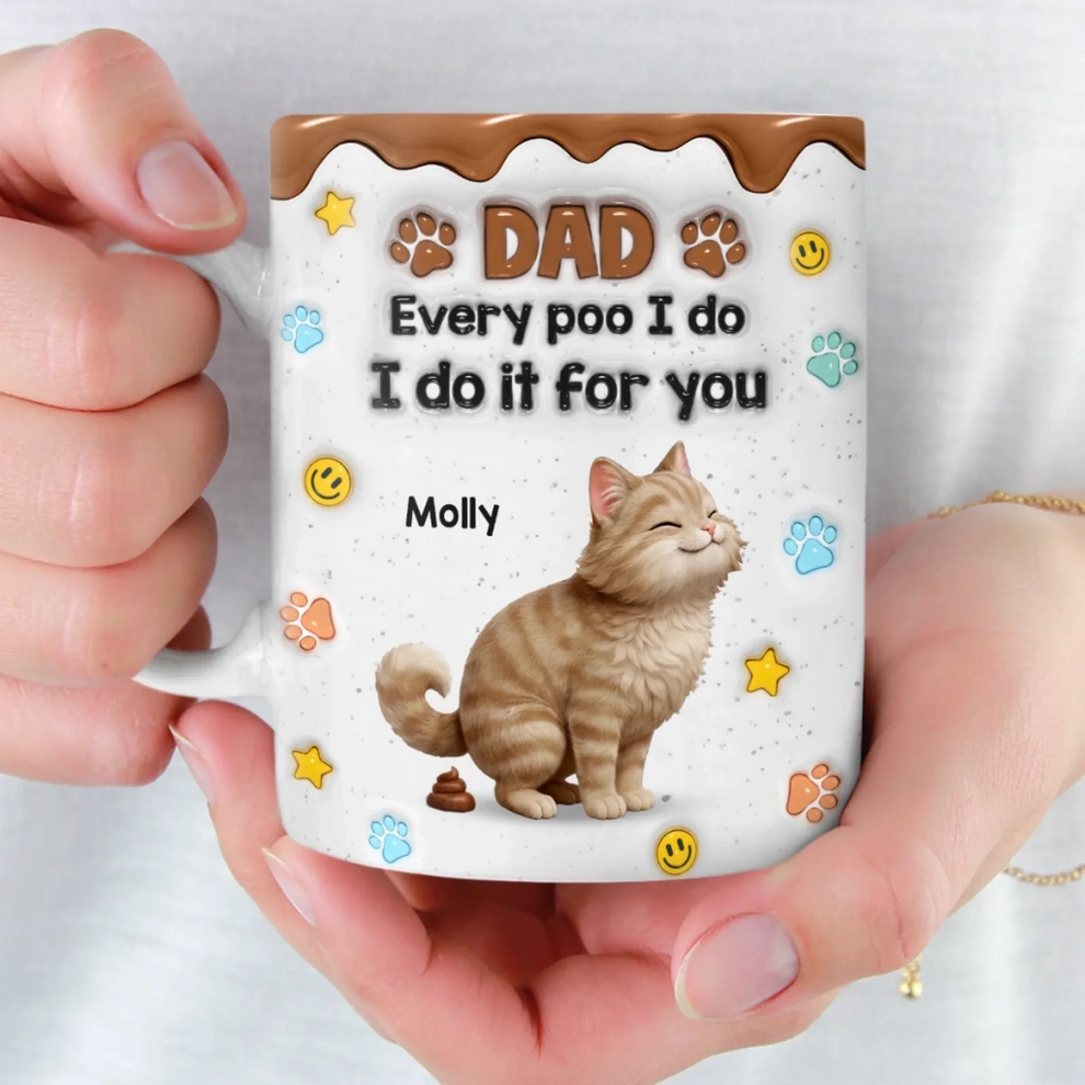 I Leave Little Gifts Just For You Dad - Personalized Custom 3D Inflated Effect Mug - Father's Day Gift For Cat Dad, Cat Lovers