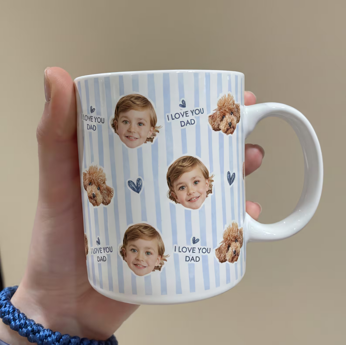 Custom Photo Grandkid Face I Love Dad - Personalized Custom Mug - Gift For Grandma, Grandpa, Mom, Dad