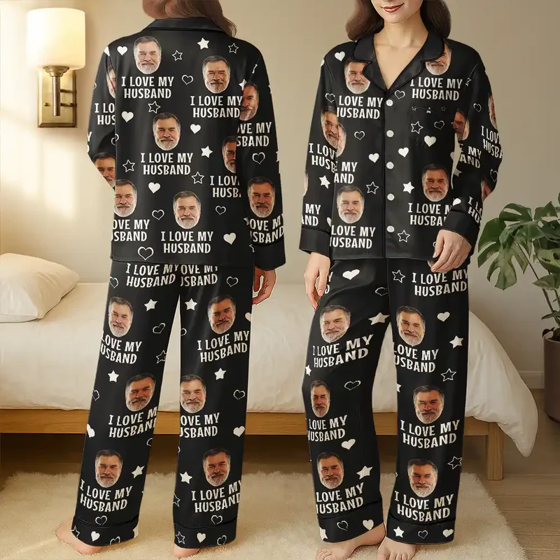 Custom Photo Funny I Love My Wife Husband - Personalized Satin Pajama Set - Gift For Him/Her, Husband/Wife, Boyfriend/Girlfriend