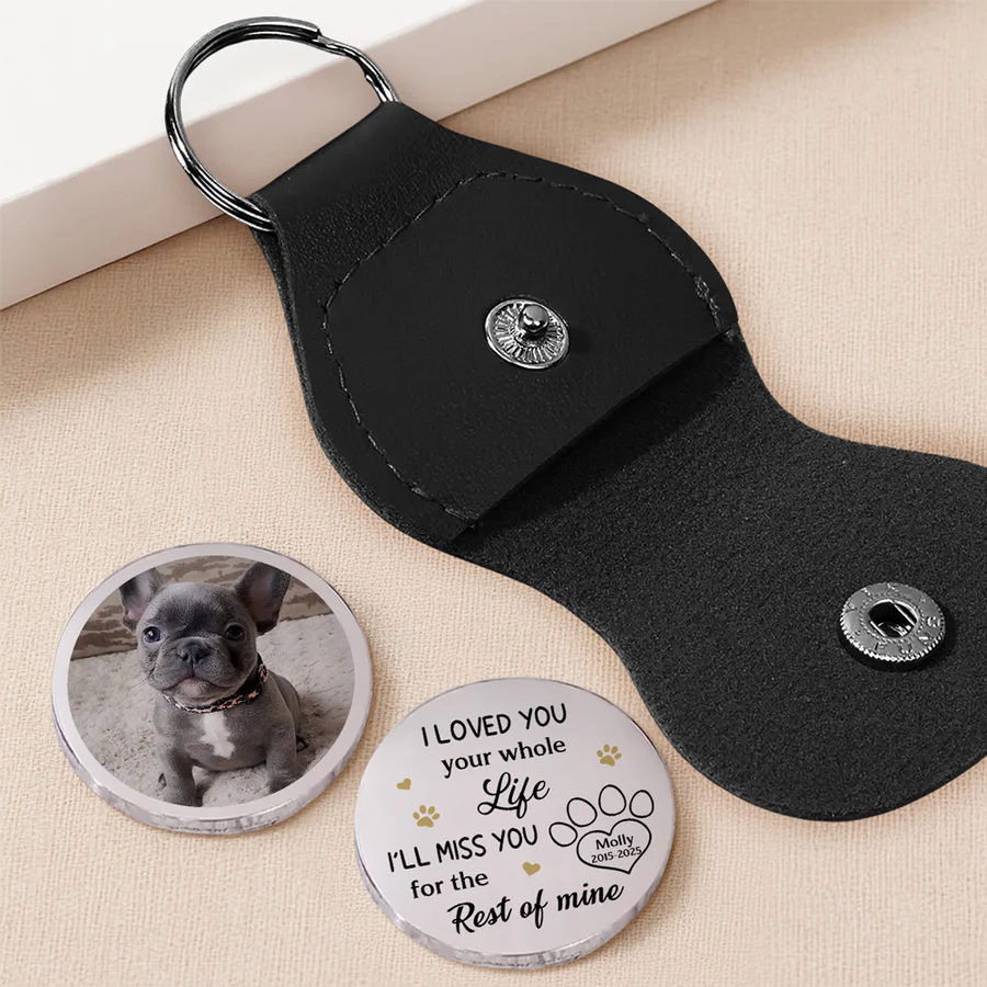 I Loved You Whole Life Pet Memorial - Personalized Leather Pocket Hug - Sympathy Gift For Pet Owners, Pet Lovers