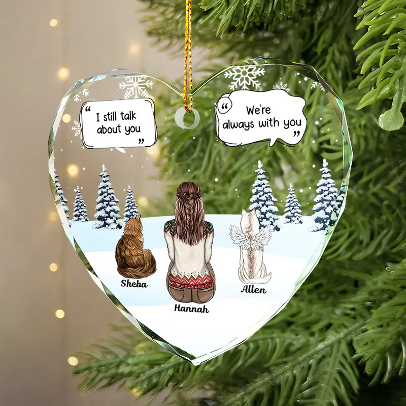 I Miss You Memorial Dog Cat - Personalized Heart Shaped Glass Ornament - Sympathy Gift For Pet Owners, Pet Lovers